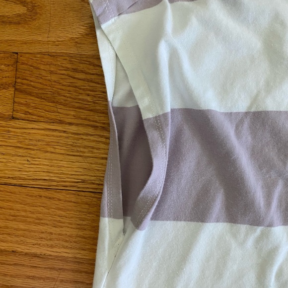 MNY Marc New York Shirt Women’s 1X Lavender White Striped Cap Sleeve Top - Picture 5 of 7